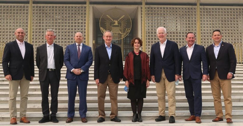 The delegation meets with Chargé D’Affaires Patricia Lacina at the U.S. Embassy in New Delhi.